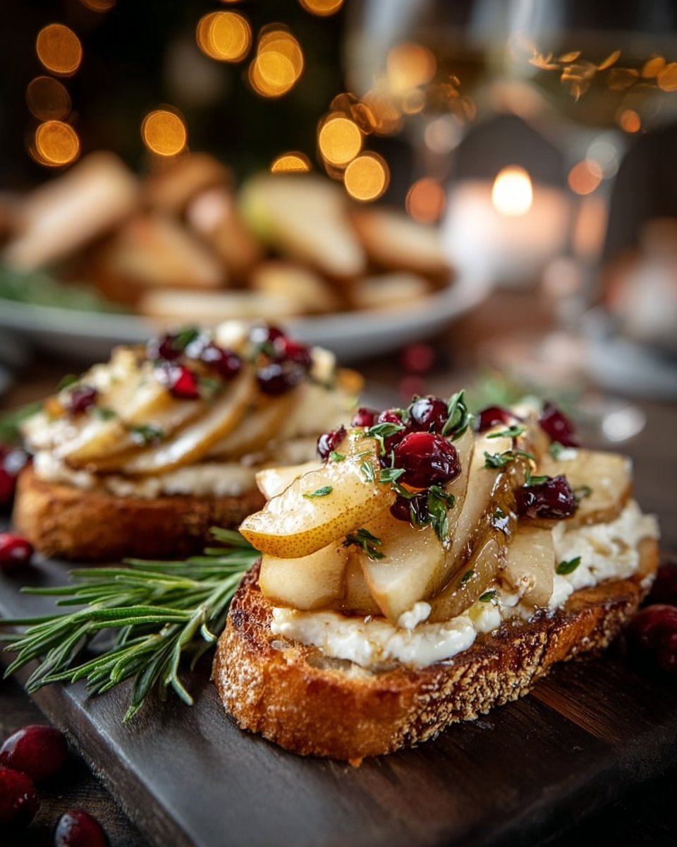 Brie and Pear Crostini