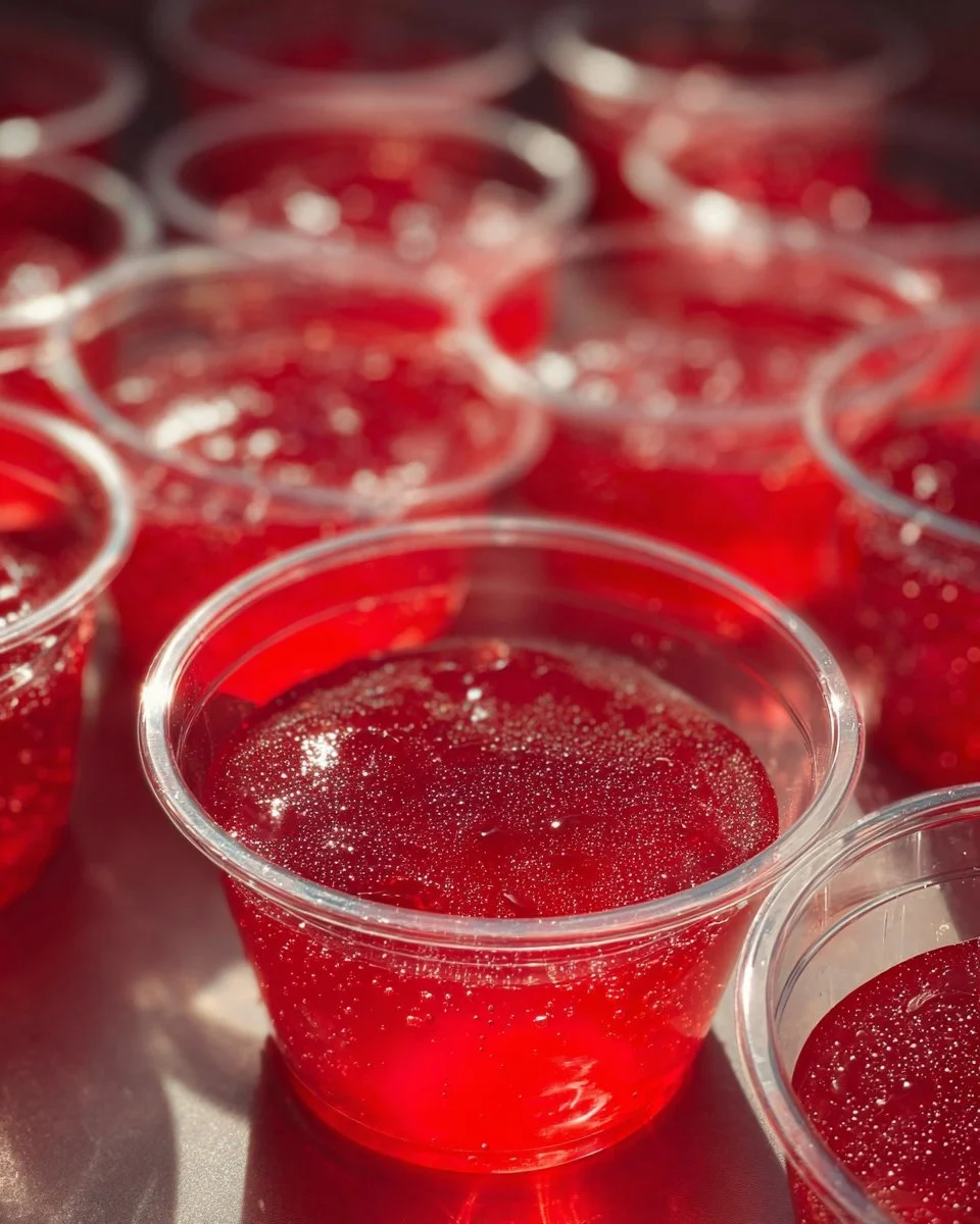 Refreshing Malibu watermelon jello shots in clear cups