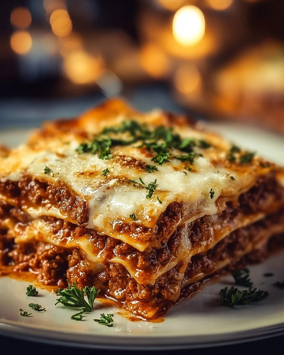 Delicious homemade Million Dollar Lasagna layered with cheese and sauces