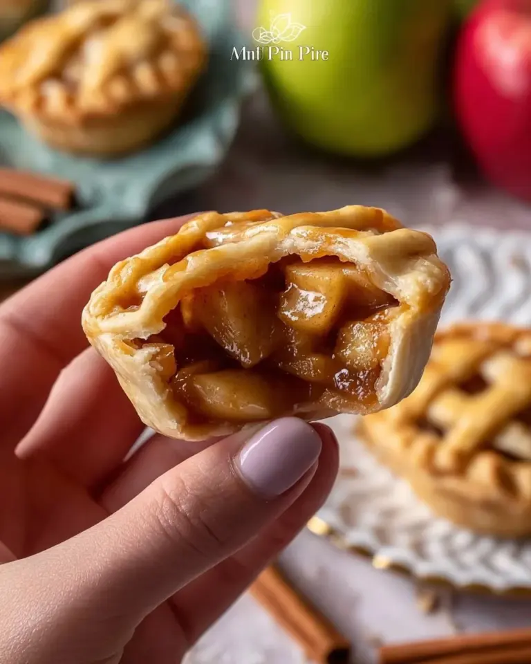 Freshly baked mini apple pies with a golden crust and apple filling