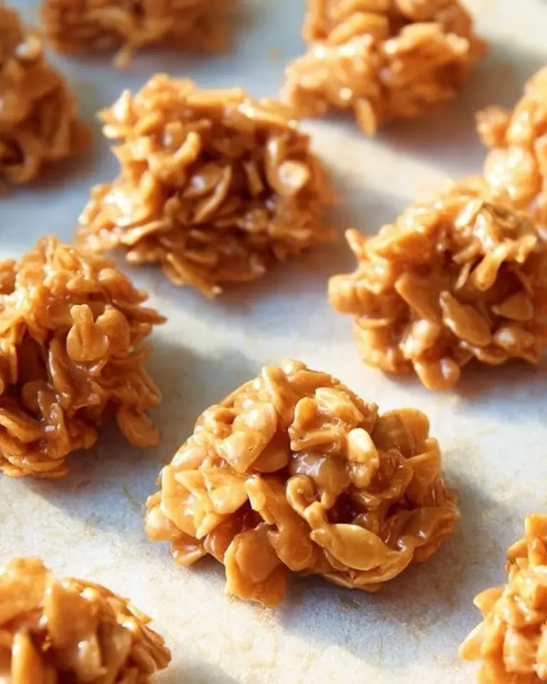No-bake peanut butter corn flake treats on a plate