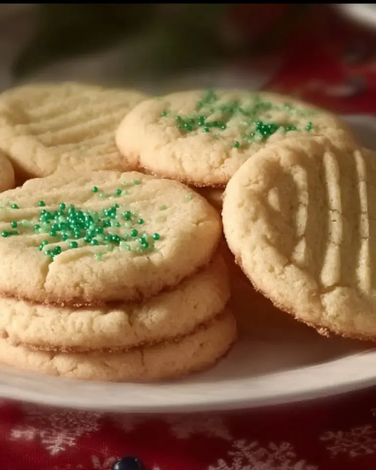 Panera Inspired Sugar Cookies on a plate with colorful sprinkles