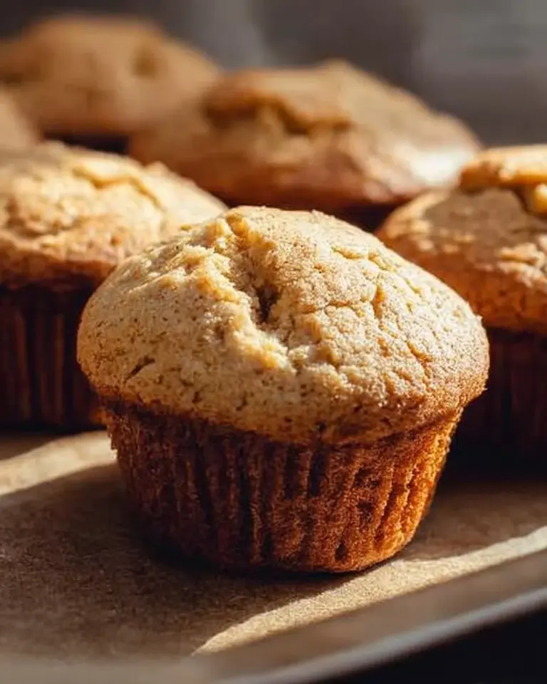 Freshly baked peanut butter muffins cooling on a wire rack