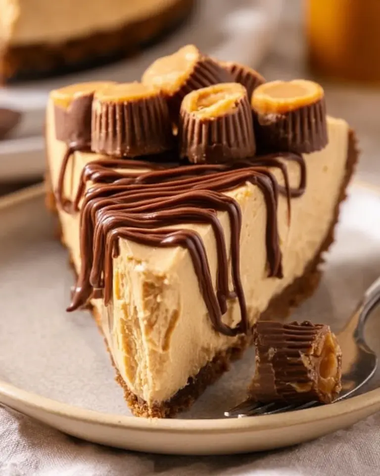 Delicious homemade Peanut Butter Pie topped with whipped cream
