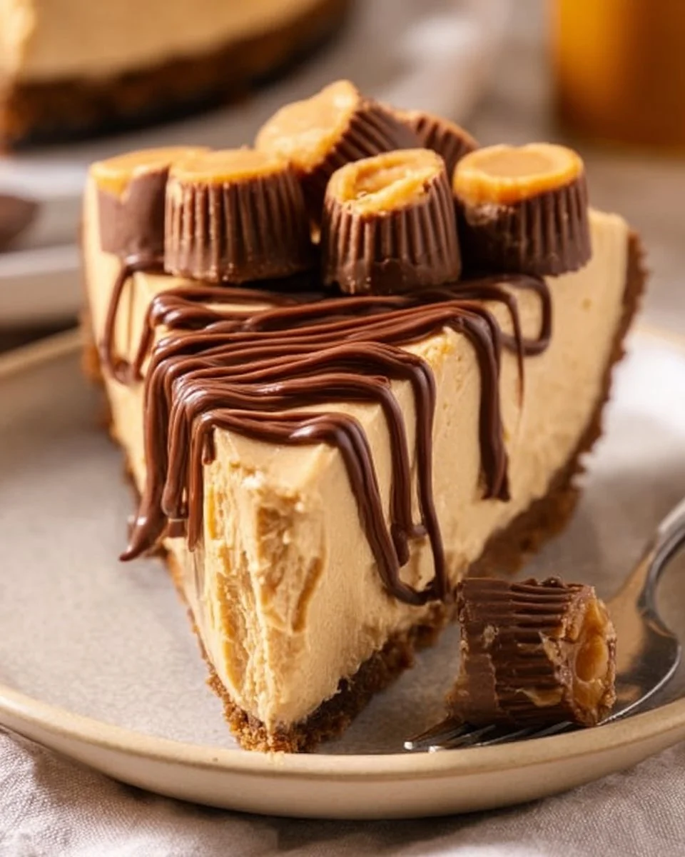 Delicious homemade Peanut Butter Pie topped with whipped cream