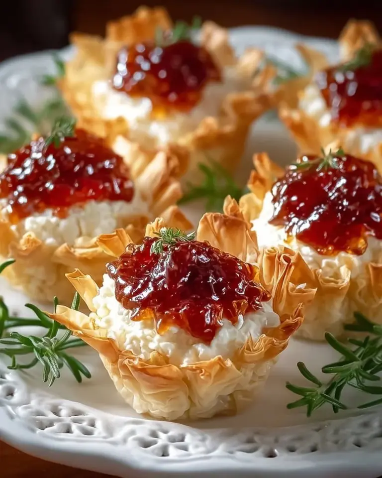 Delicious pepper jelly cream cheese bites served on a platter