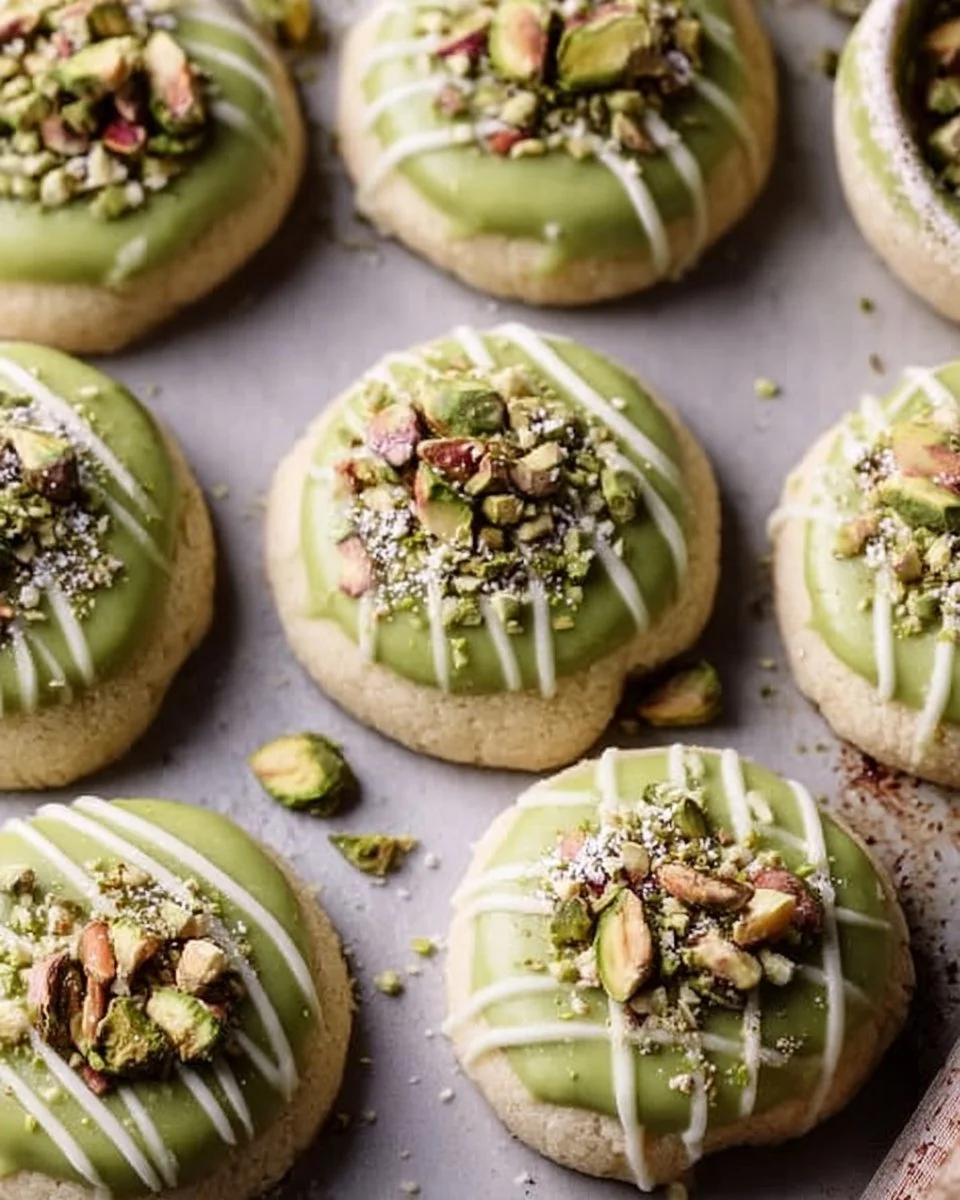 Plate of delicious pistachio thumbprint cookies with a nutty topping