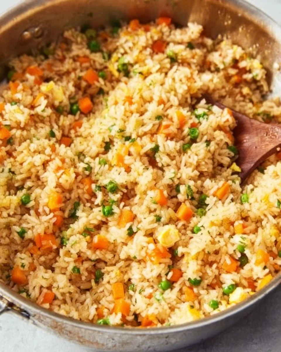 Delicious quick and easy fried rice served in a bowl