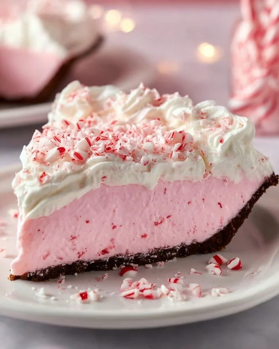 Quick Christmas Peppermint Pie dessert with festive toppings