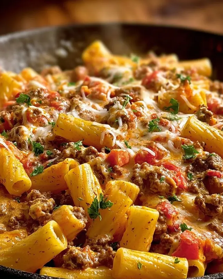 Colorful Rotel Pasta Fiesta dish with cheese and fresh ingredients