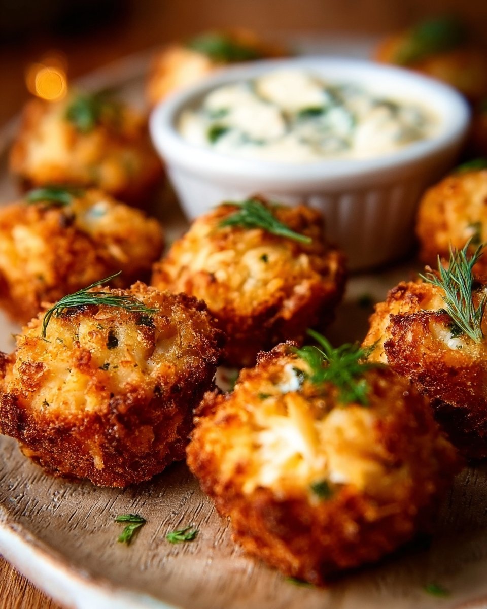 Irresistibly Crispy Crab Cake Bites with Zesty Lemon-Dill Sauce