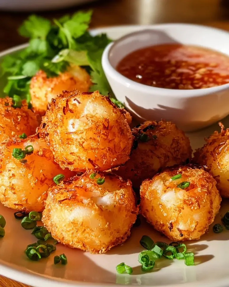 Delicious homemade shrimp balls ready to serve as a seafood appetizer.