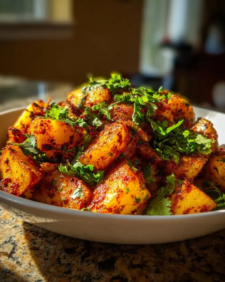 Delicious spicy Mexican-style street potatoes served in a vibrant dish.