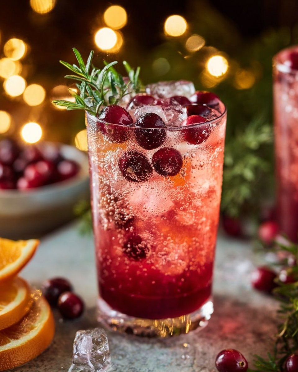 Holiday Cranberry Fizz Mocktail