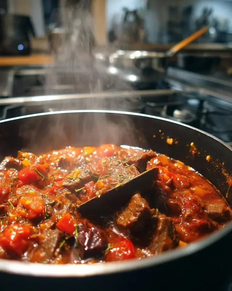A bowl of Texas Style Beef Chili garnished with fresh herbs