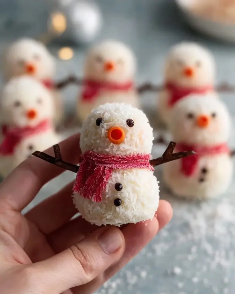 Cute no-bake snowmen truffles decorated for the holiday season
