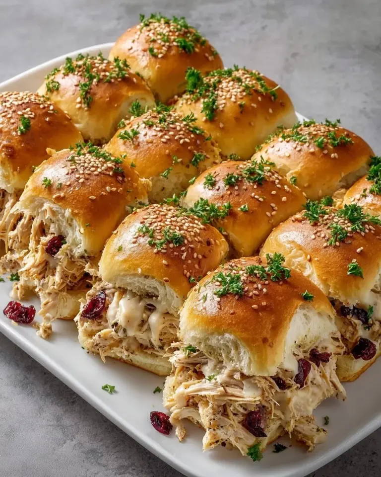 Turkey Cranberry Sliders with cranberry sauce on a platter