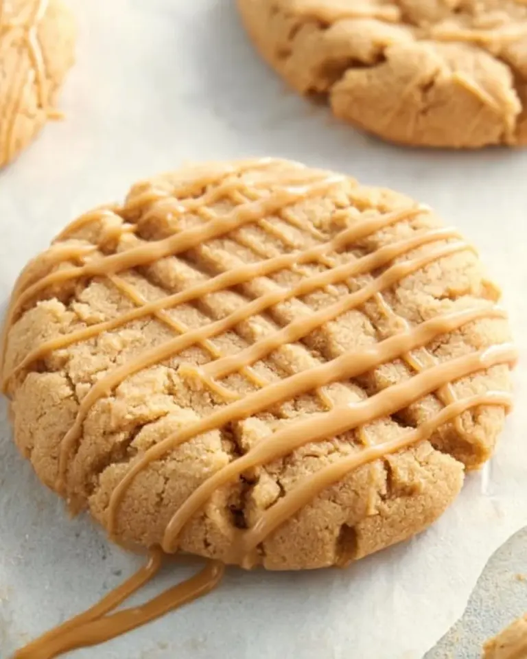 Delicious Crumbl-style peanut butter cookies on a cooling rack