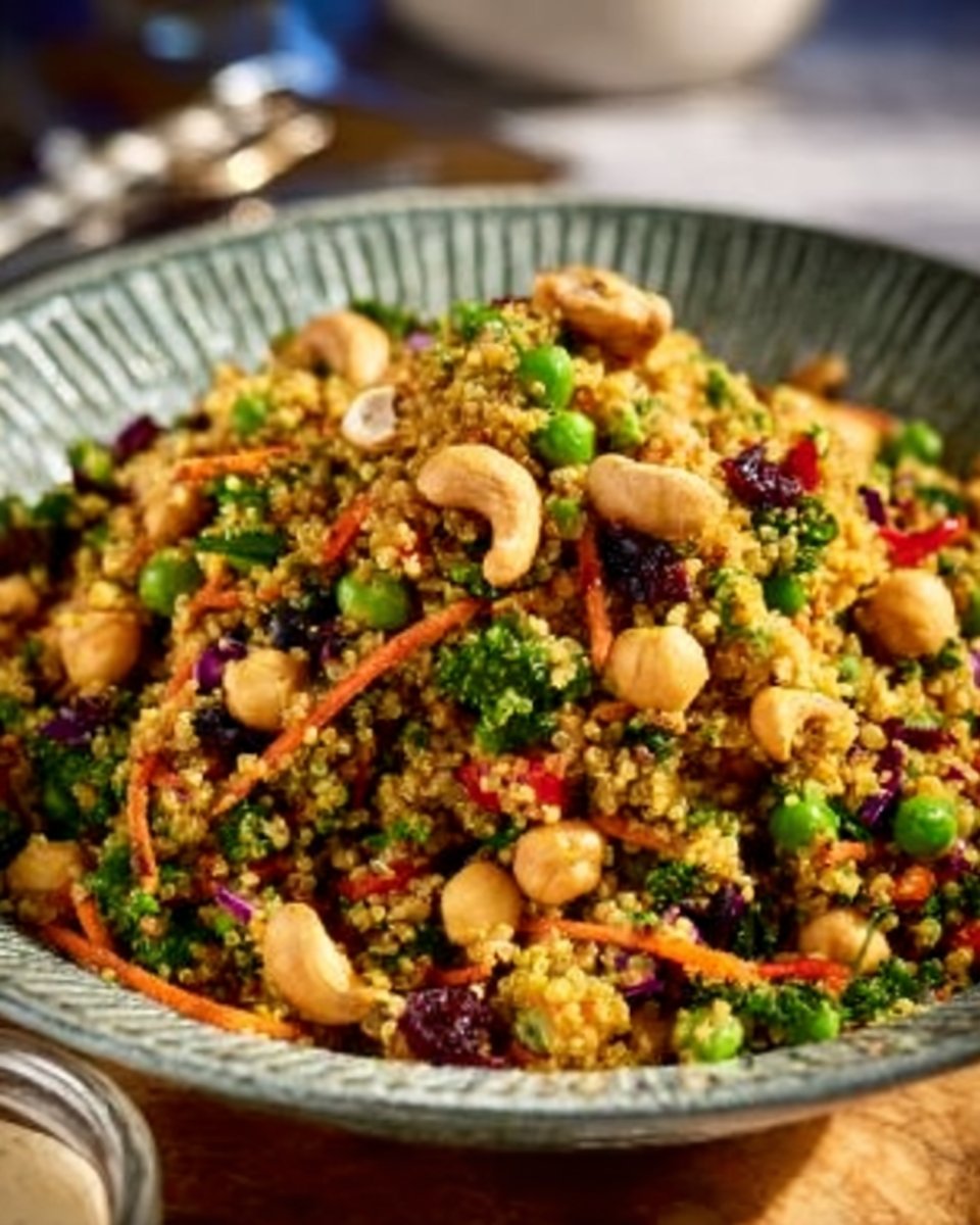 Curry Cashew Chickpea Quinoa Salad