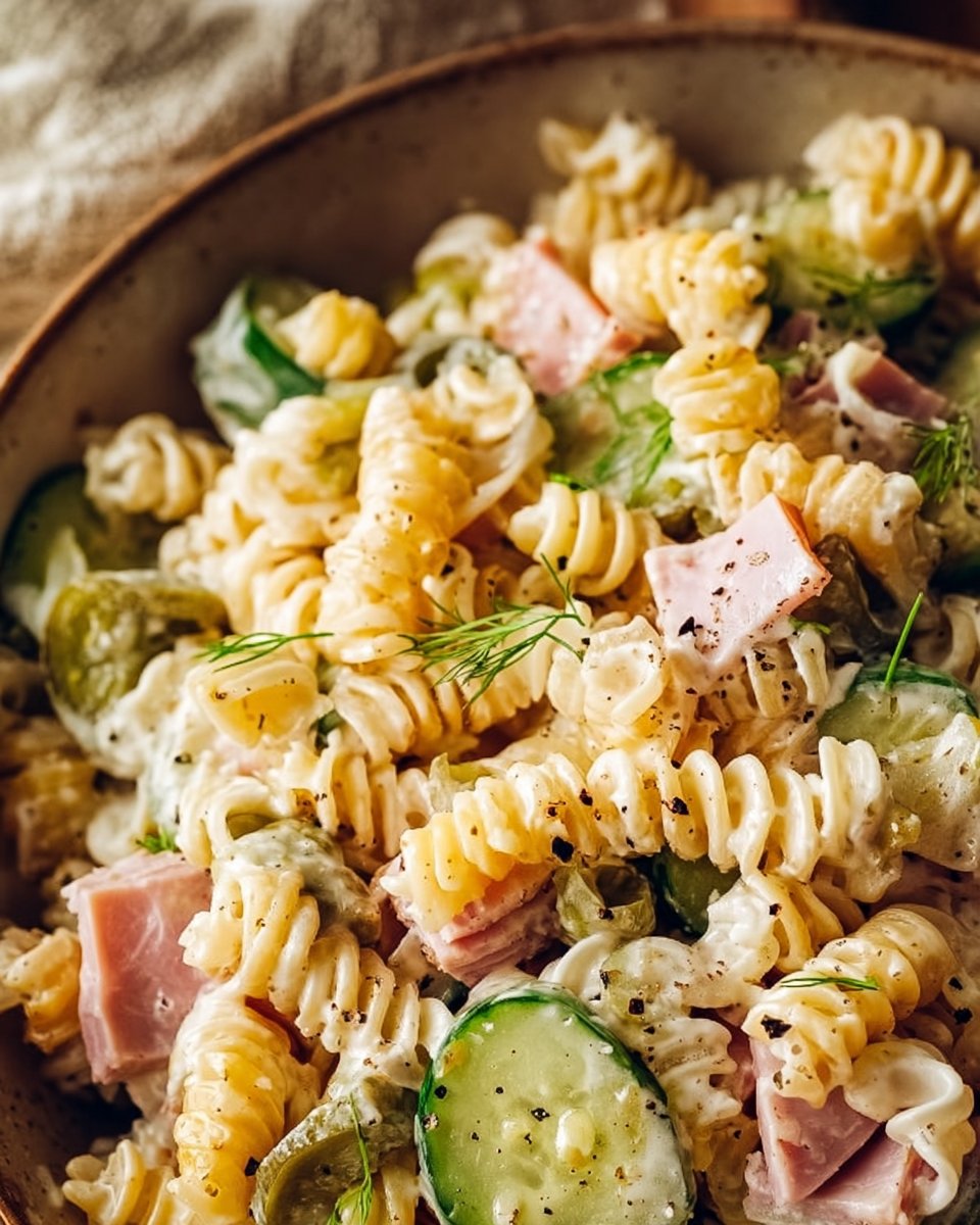 Ham and Pickle Pasta Salad