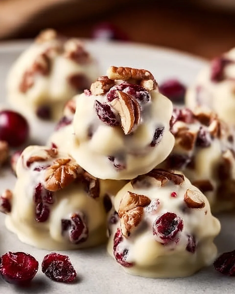 White chocolate cranberry pecan clusters - delicious chocolate treats