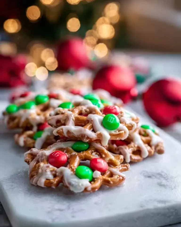 White chocolate pretzel candy made in a crockpot for Christmas