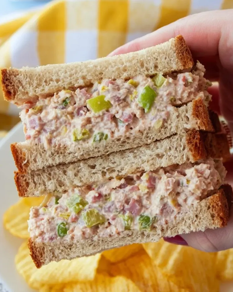 Woolworth's ham salad served in a bowl with herbs and spices