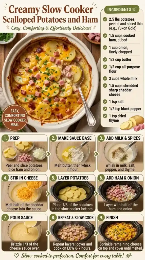 Slow Cooker Scalloped Potatoes and Ham (The Ultimate Comfort Side Dish)