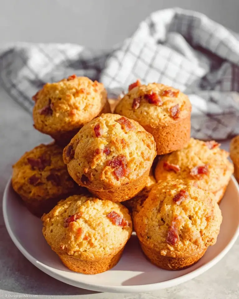 Freshly baked Bacon Cheese Muffin Biscuits on a plate