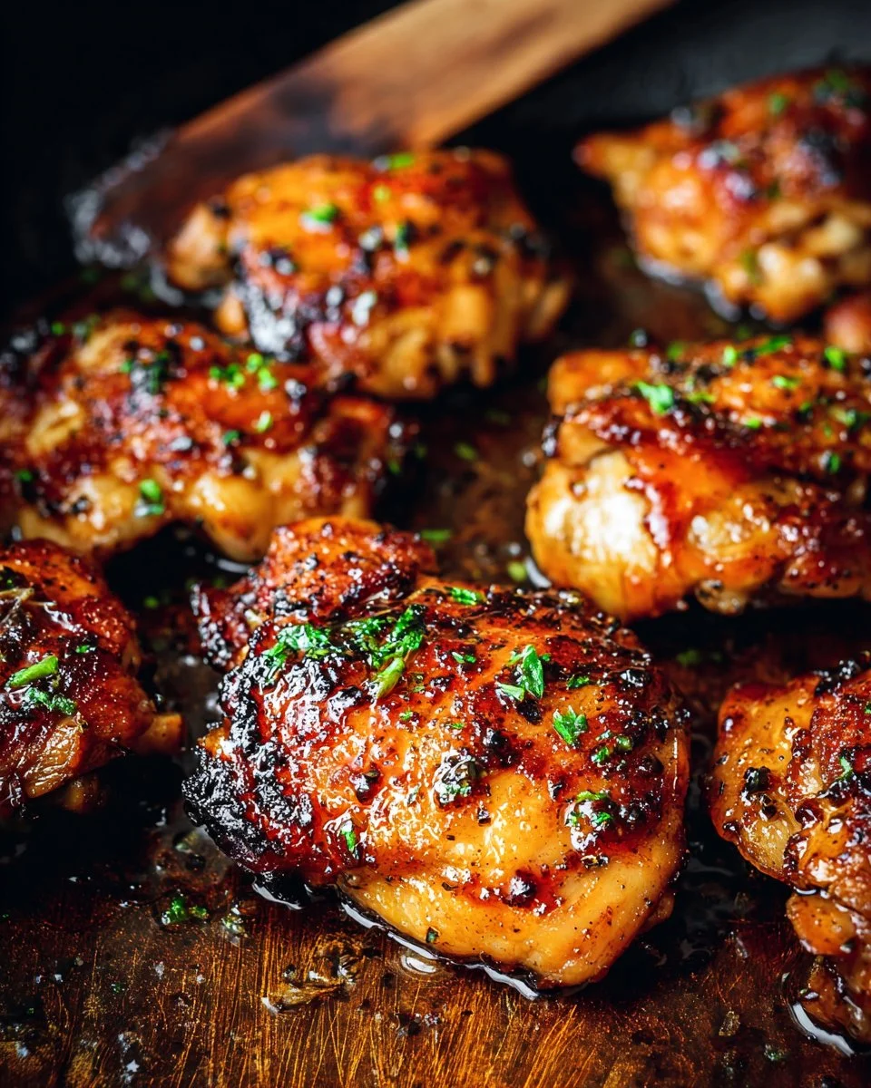 Baked Honey Garlic Boneless Chicken Thighs