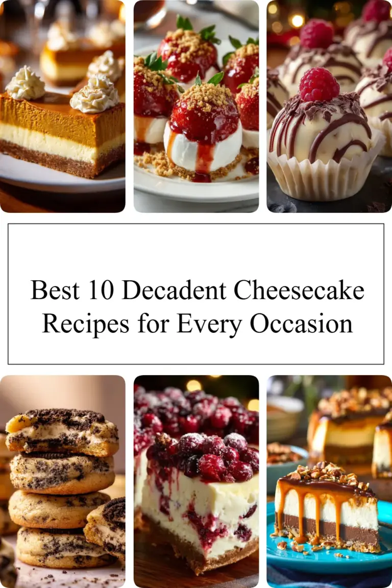 A variety of decadent cheesecakes displayed for delicious recipes.