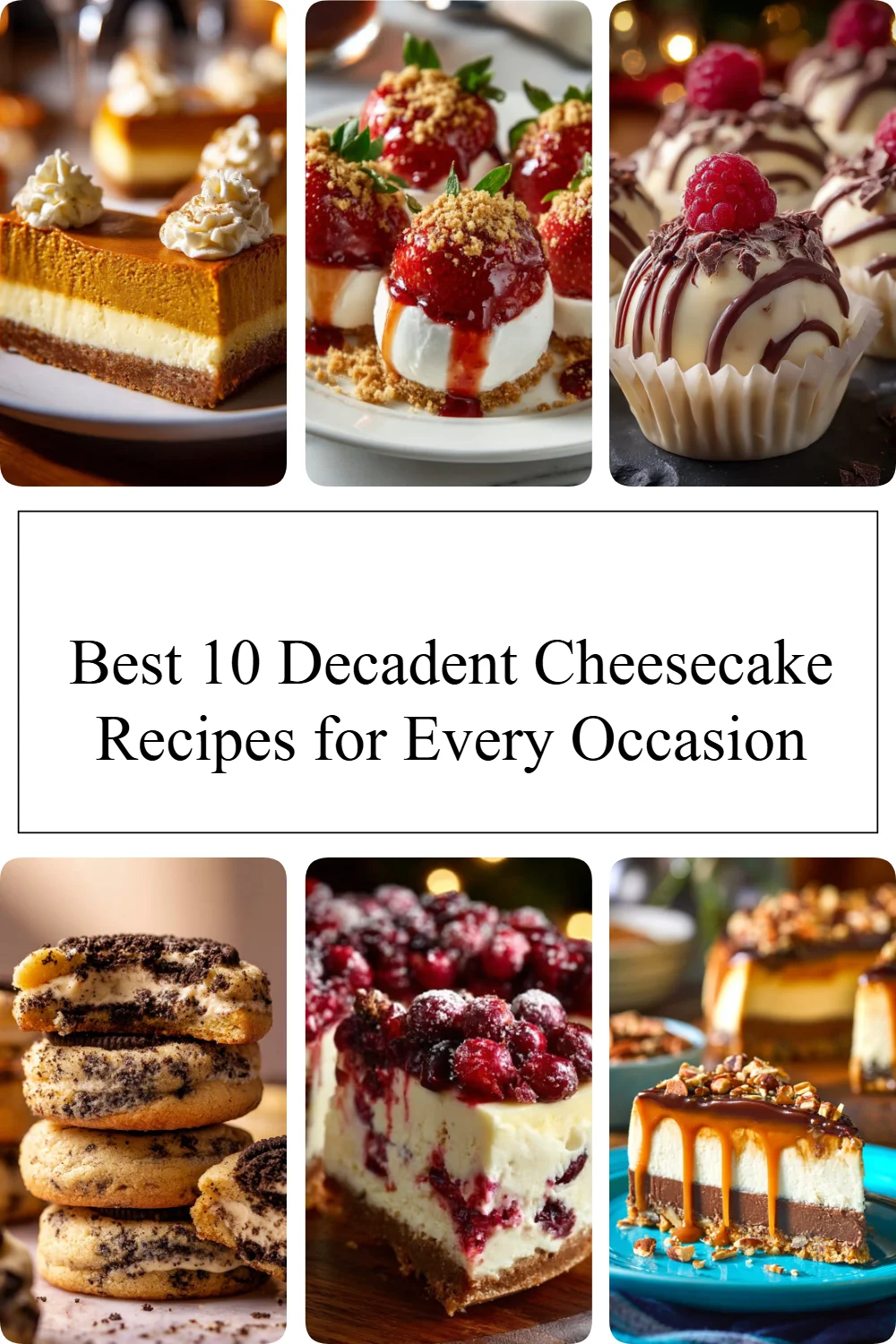 A variety of decadent cheesecakes displayed for delicious recipes.
