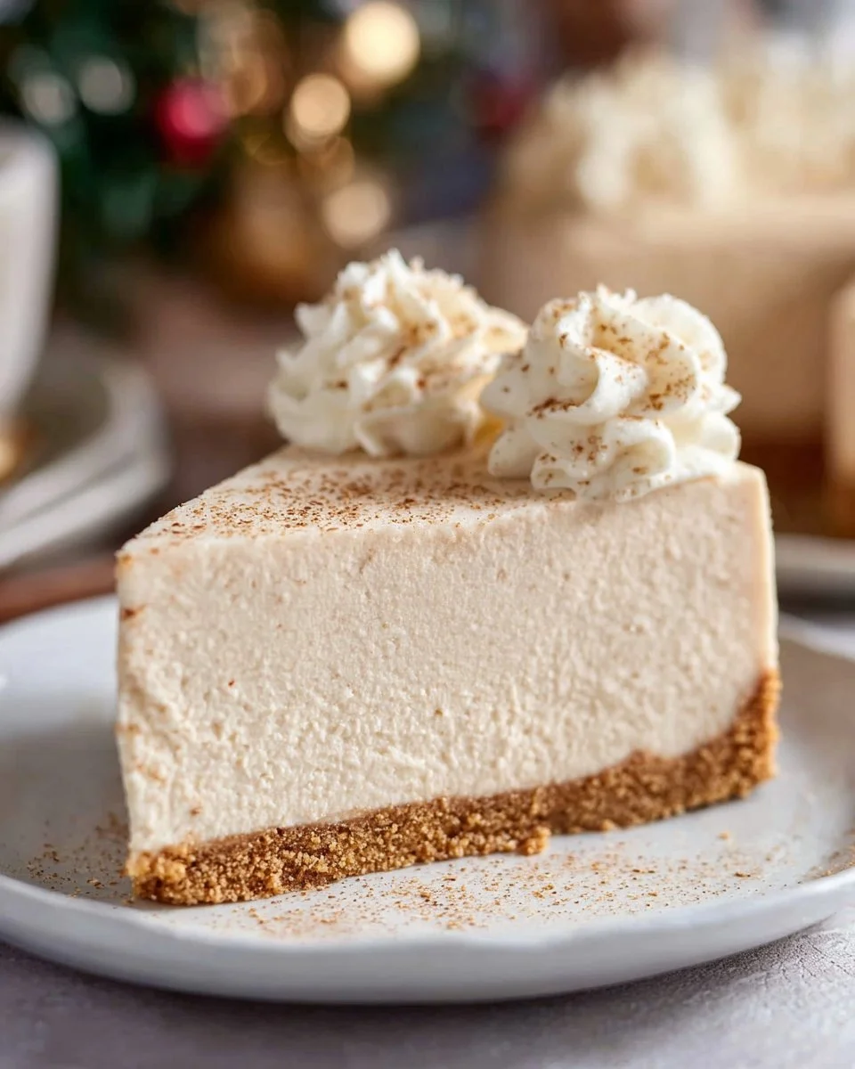 No-Bake Eggnog Cheesecake with Gingersnap Crust - Cheesecake It Is!