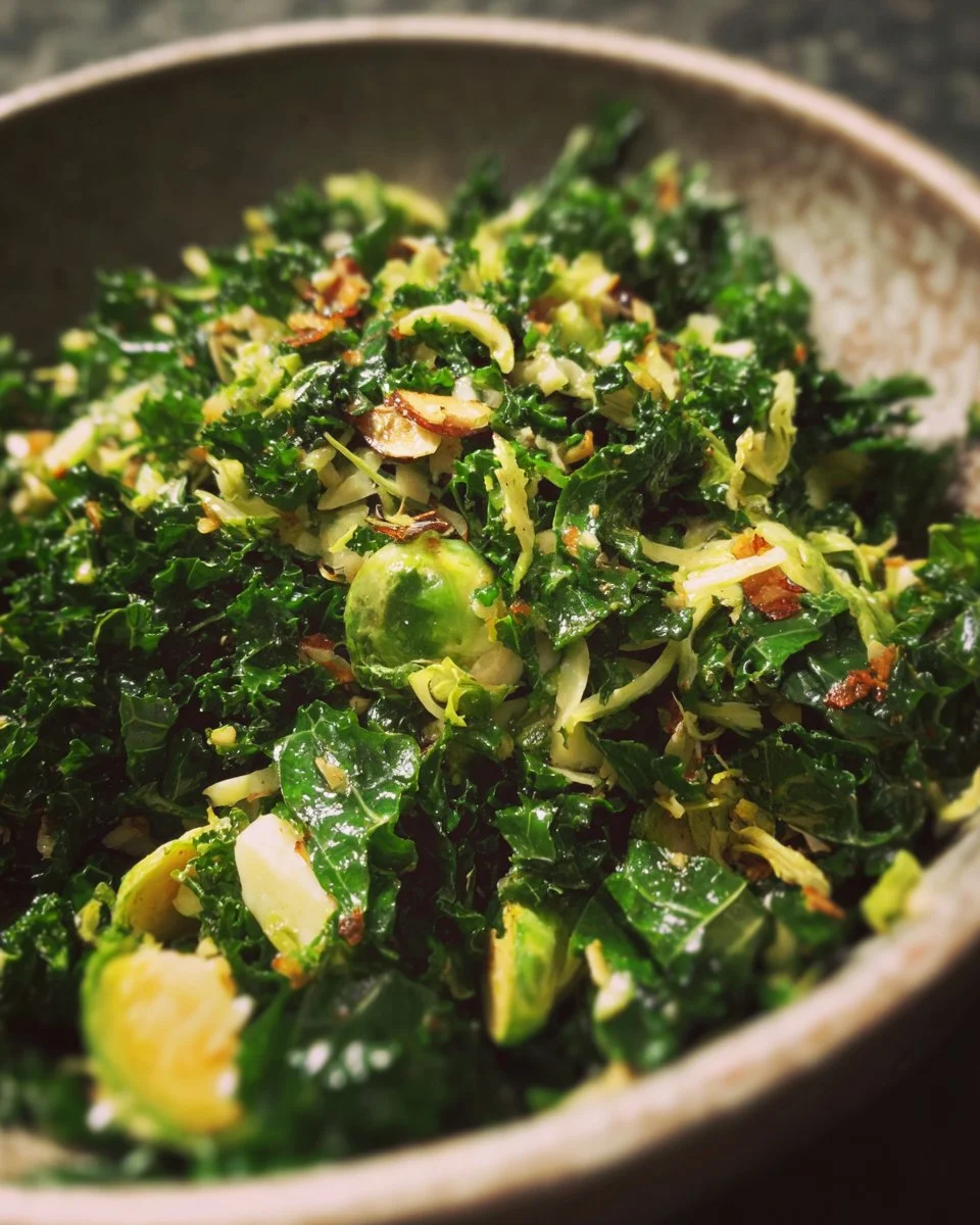 Shredded Kale and Brussels Sprout Salad