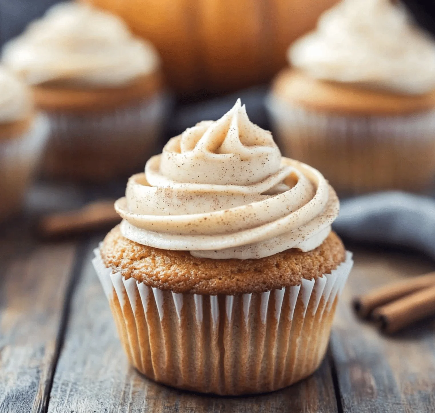 Pumpkin Cupcakes with Cinnamon Cream Cheese Frosting