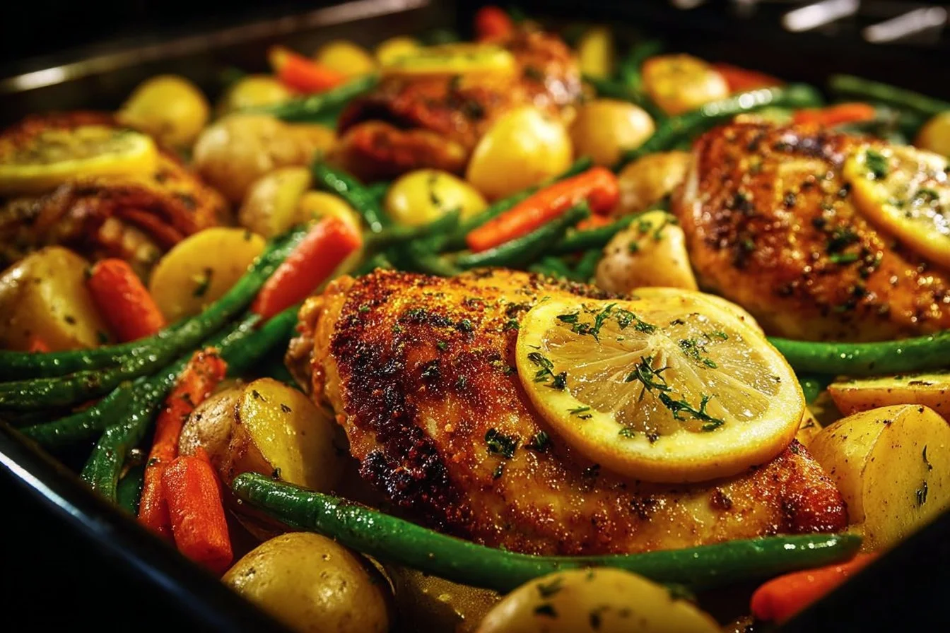 One Pan Lemon Garlic Chicken and Veggies