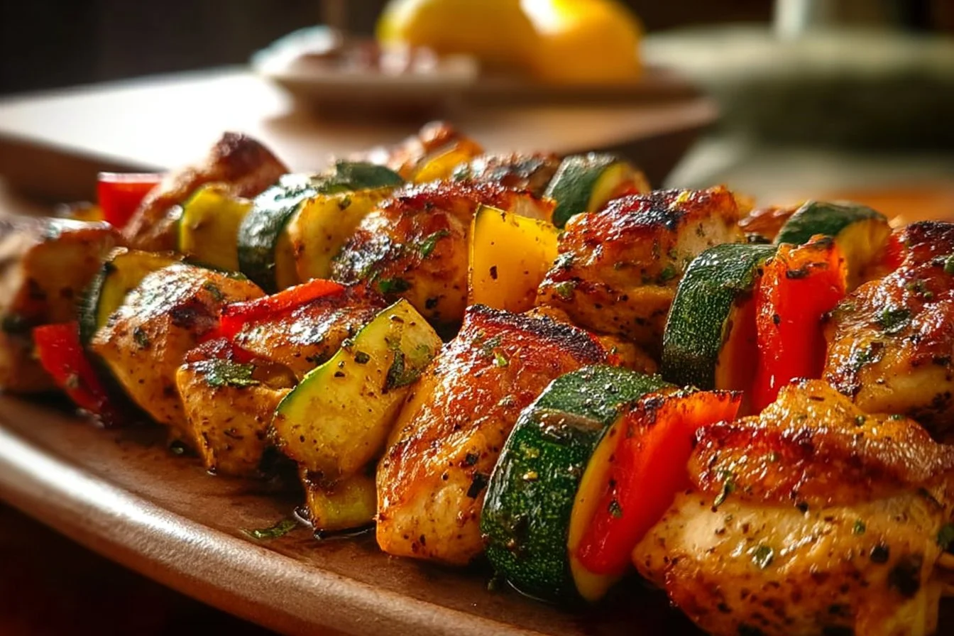 Baked Chicken and Veggie Skewers