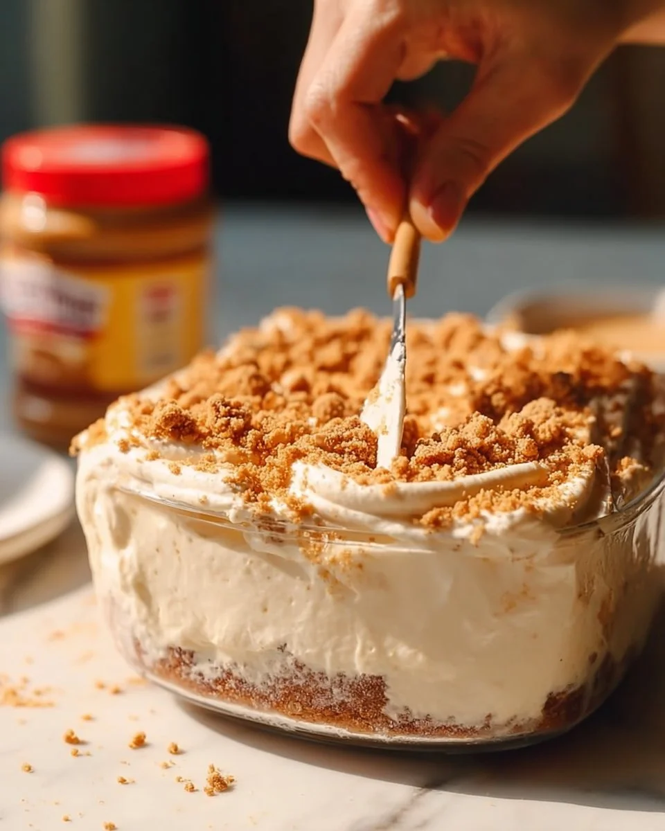 Biscoff Three Milks dessert with creamy layers and Biscoff cookie topping