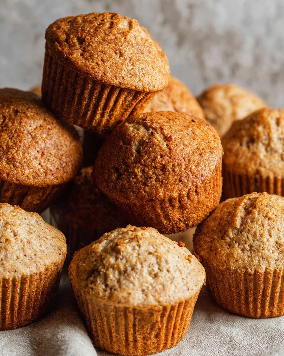 Freshly baked bran muffins on a wooden table