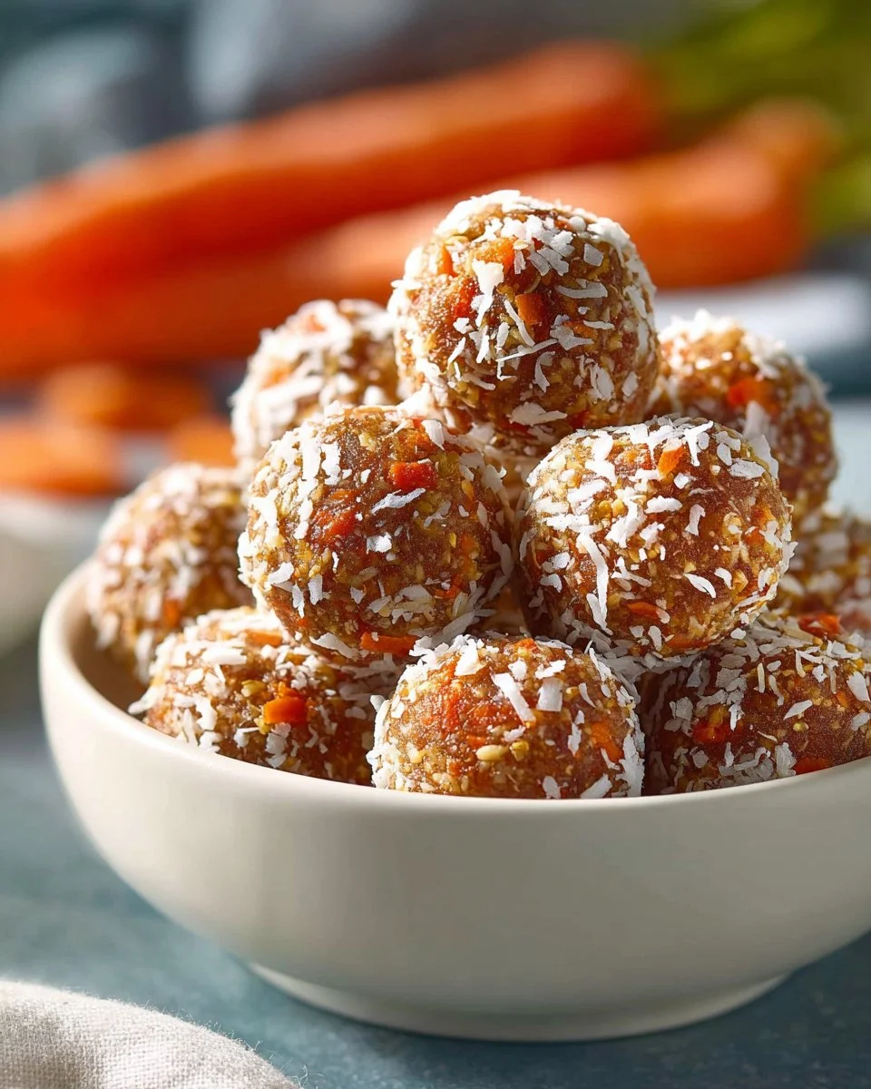 Delicious carrot cake bites displayed on a rustic wooden table