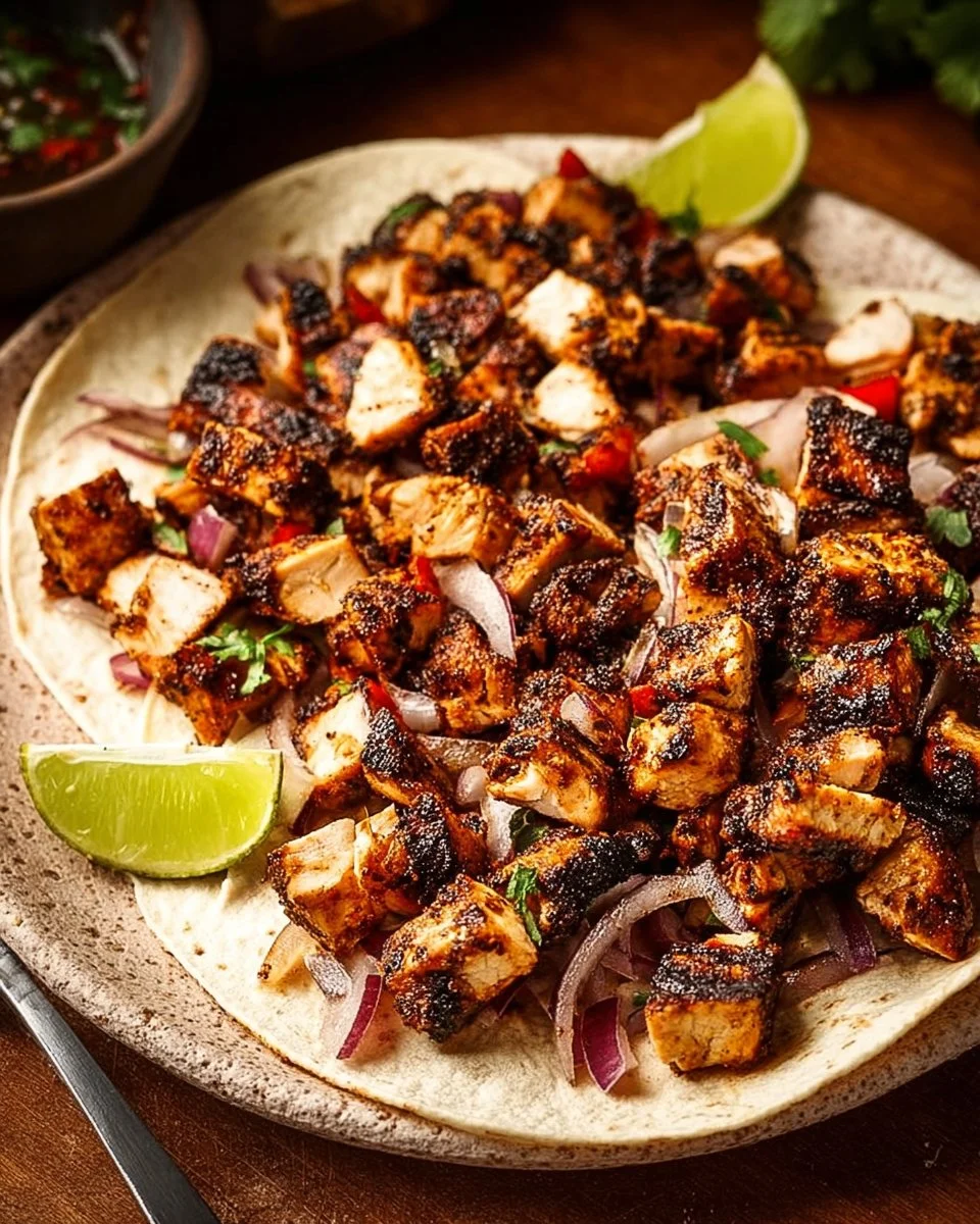 Charred Chile–Marinated Grilled Chicken Tacos