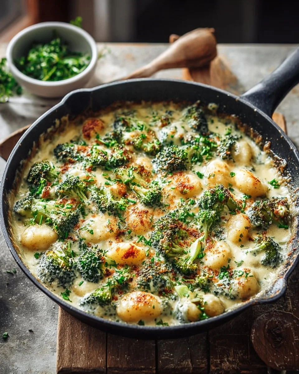 Cheesy Broccoli Gnocchi Skillet