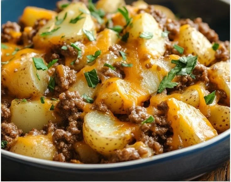 Cheesy Ground Beef & Potato Casserole