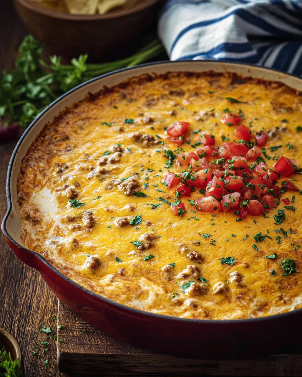 Cheesy Hamburger and Rice Dip
