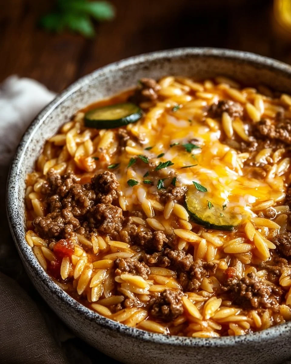 Cheesy One-Pot Cheeseburger Orzo