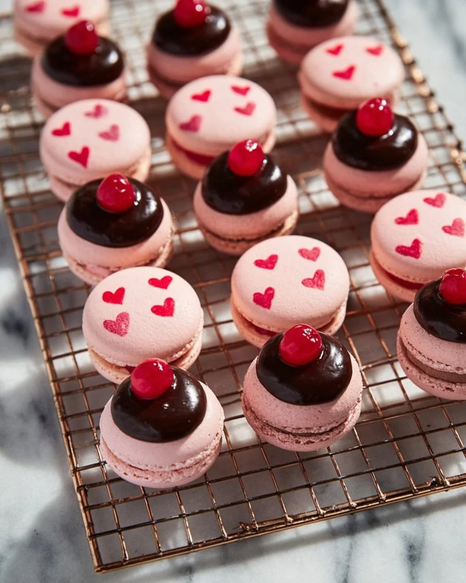 Cherry Chocolate Macarons - Everyday Annie