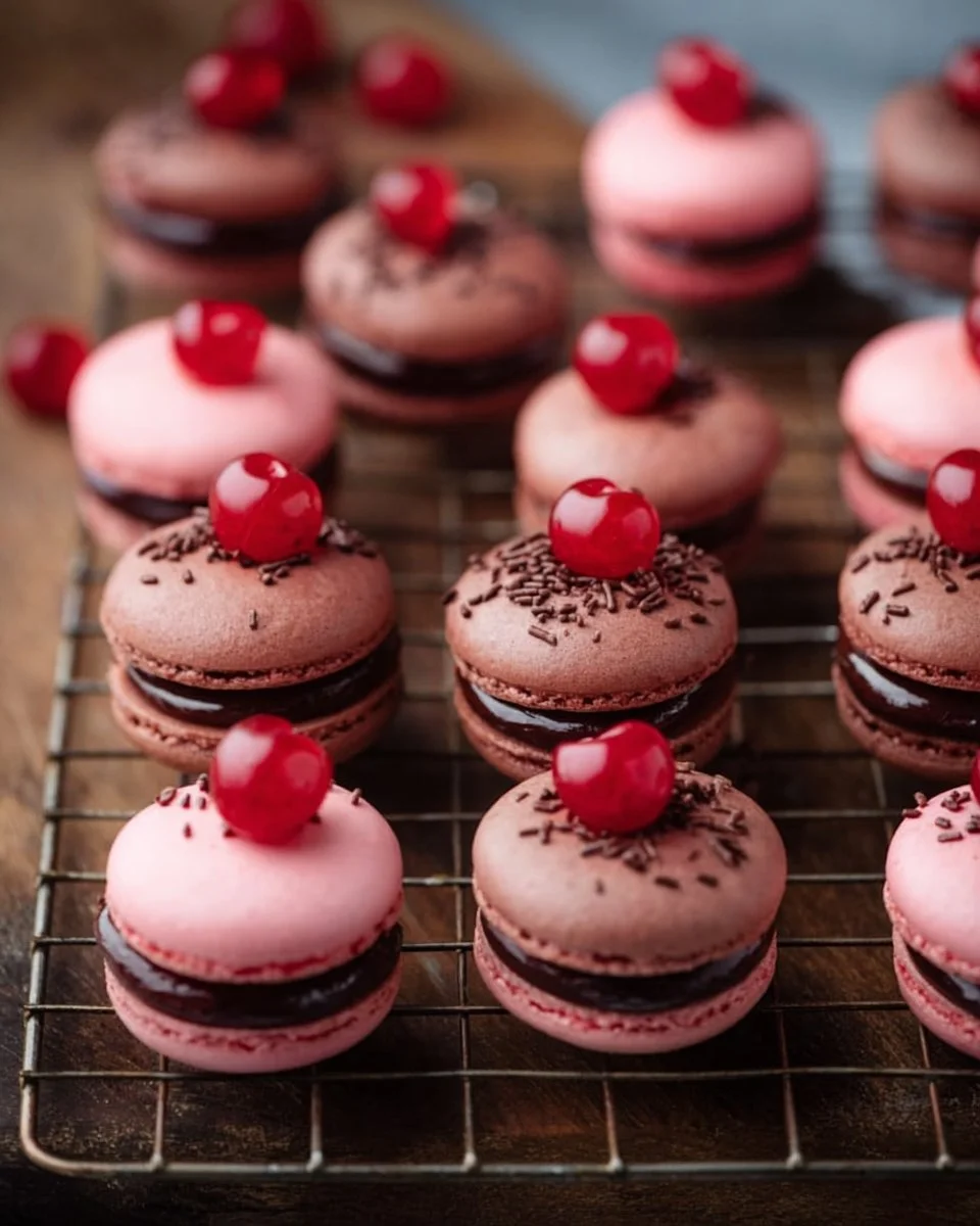 Cherry Chocolate Macarons - Everyday Annie