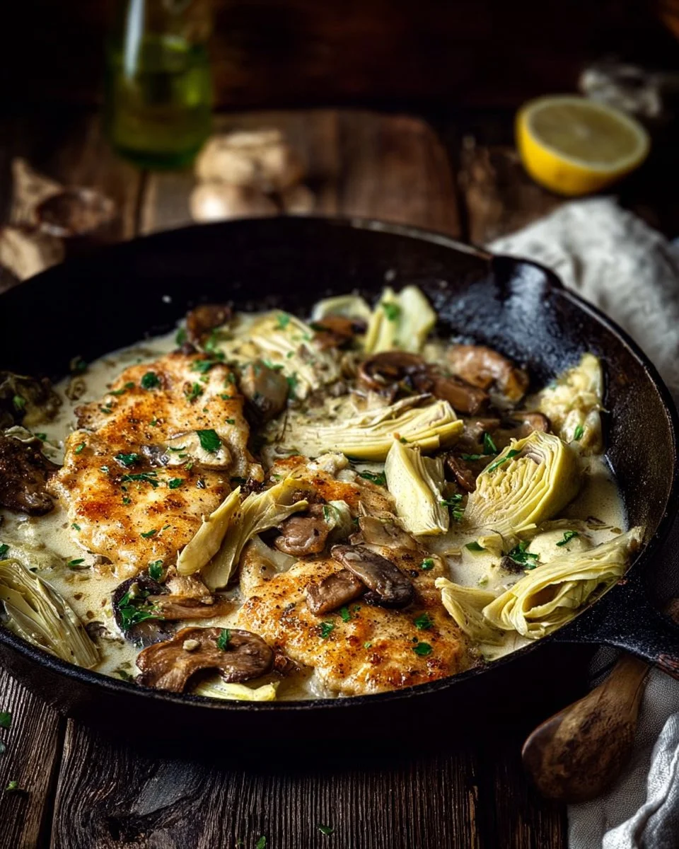 Chicken Scallopini with Mushrooms and Artichokes