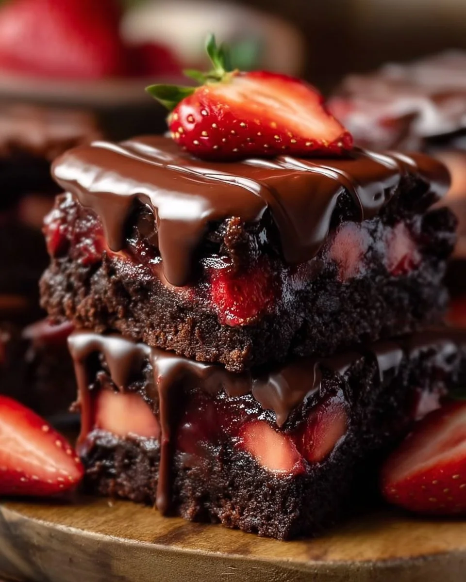 Chocolate Covered Strawberry Brownies