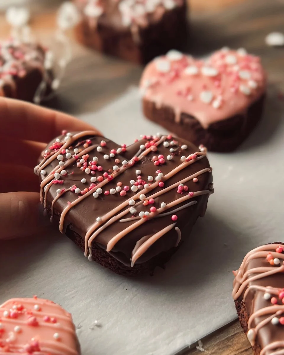 Chocolate Dipped Heart Brownies